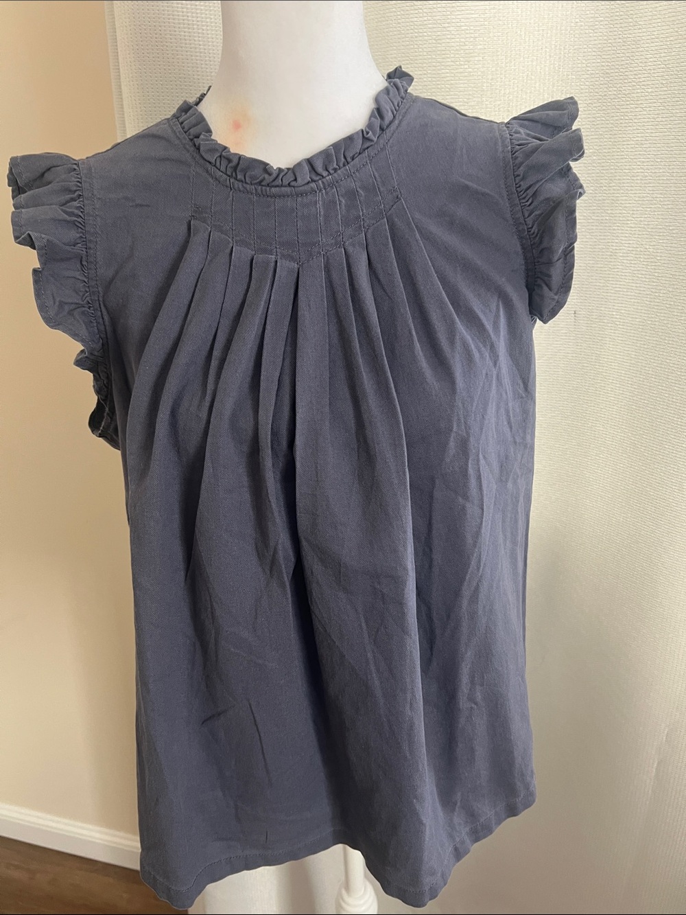 Universal Thread Navy Blue Ruffle Sleeve Pleated Blouse